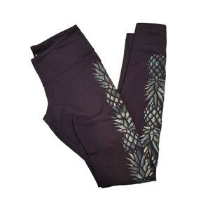 Lululemon Womans Black Leggings with Pineapple Design